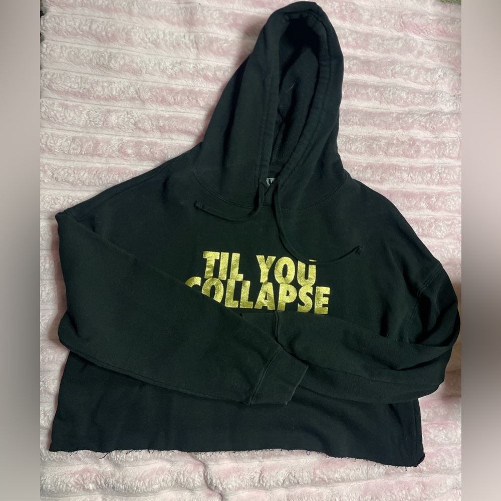Til You Collapse Black Sweater with Gold Print